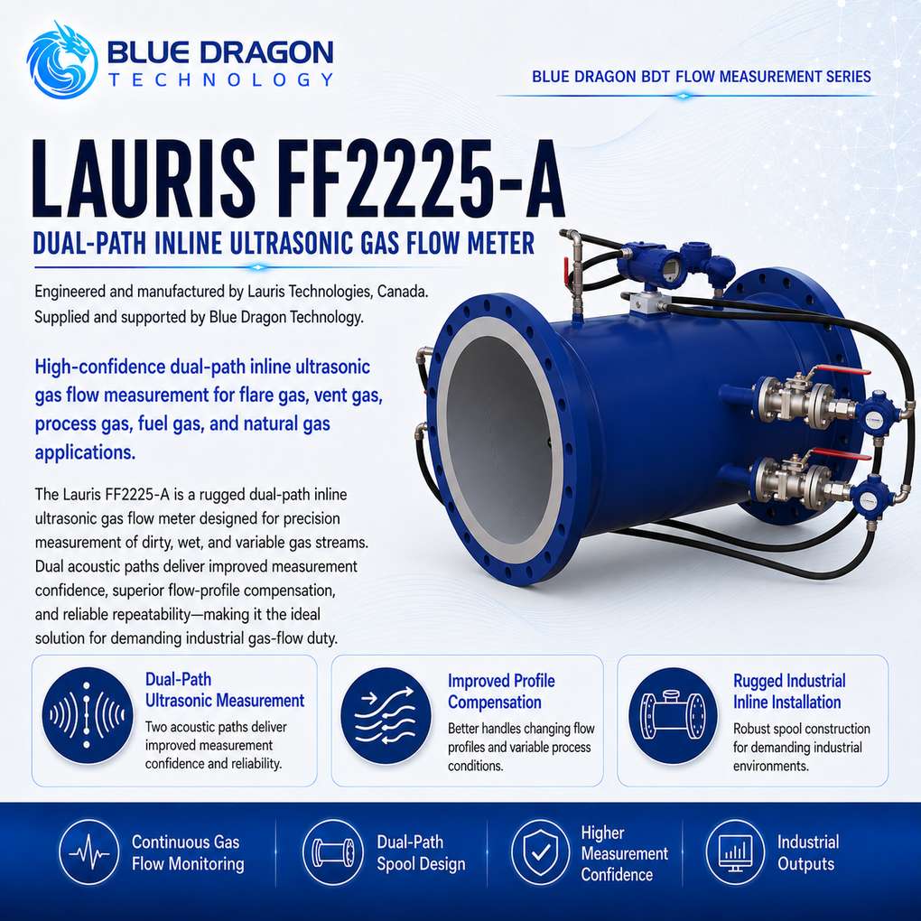 Двухканальный врезной ультразвуковой расходомер газа Lauris FF2225-A